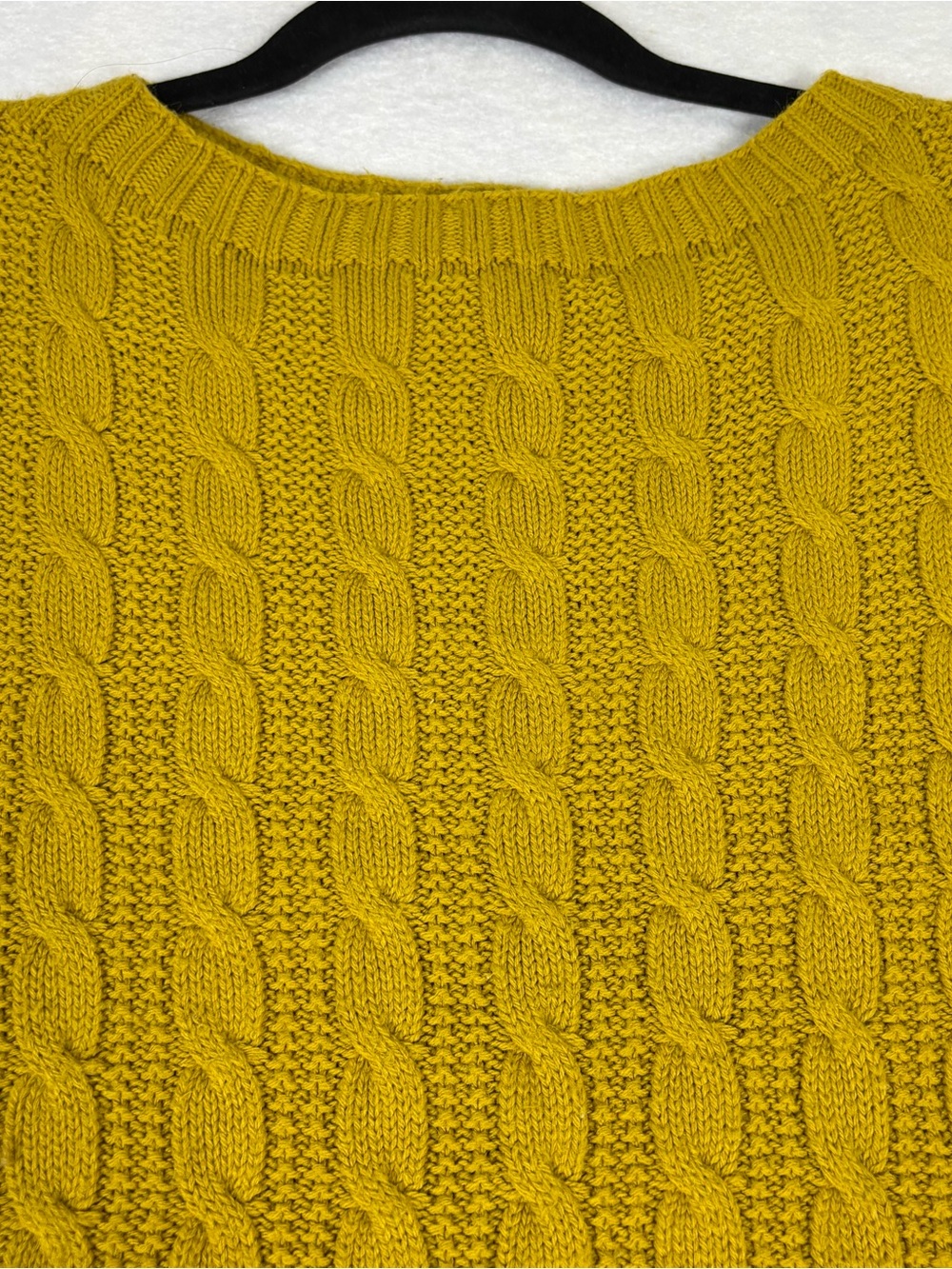 Topshop Mustard Cable-Knit Crewneck Sweater